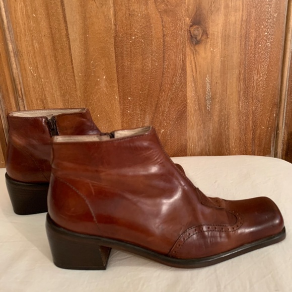Shelly's London Brown Square Toe Zip Up Booties Size 5.5 - Picture 7 of 16